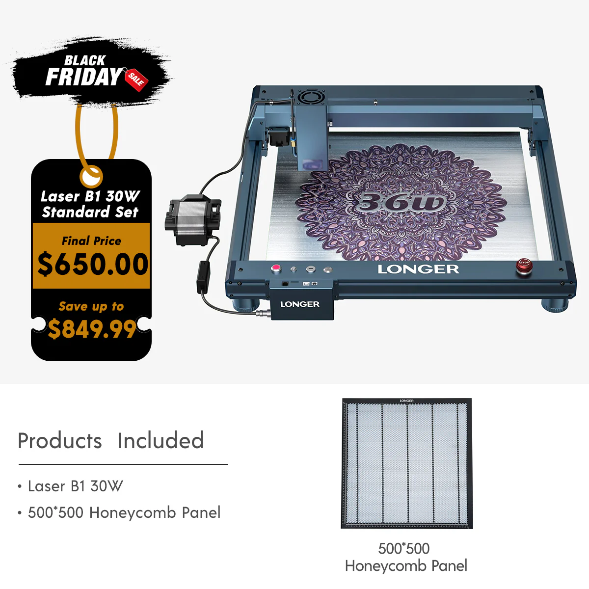 Longer Laser B1 30W Engraving Machine Bundle