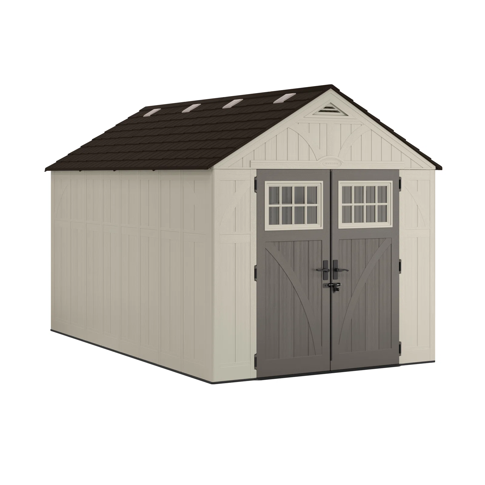 Suncast Outdoor Vanilla 8 ft. W x 10 ft. D Resin Storage Shed