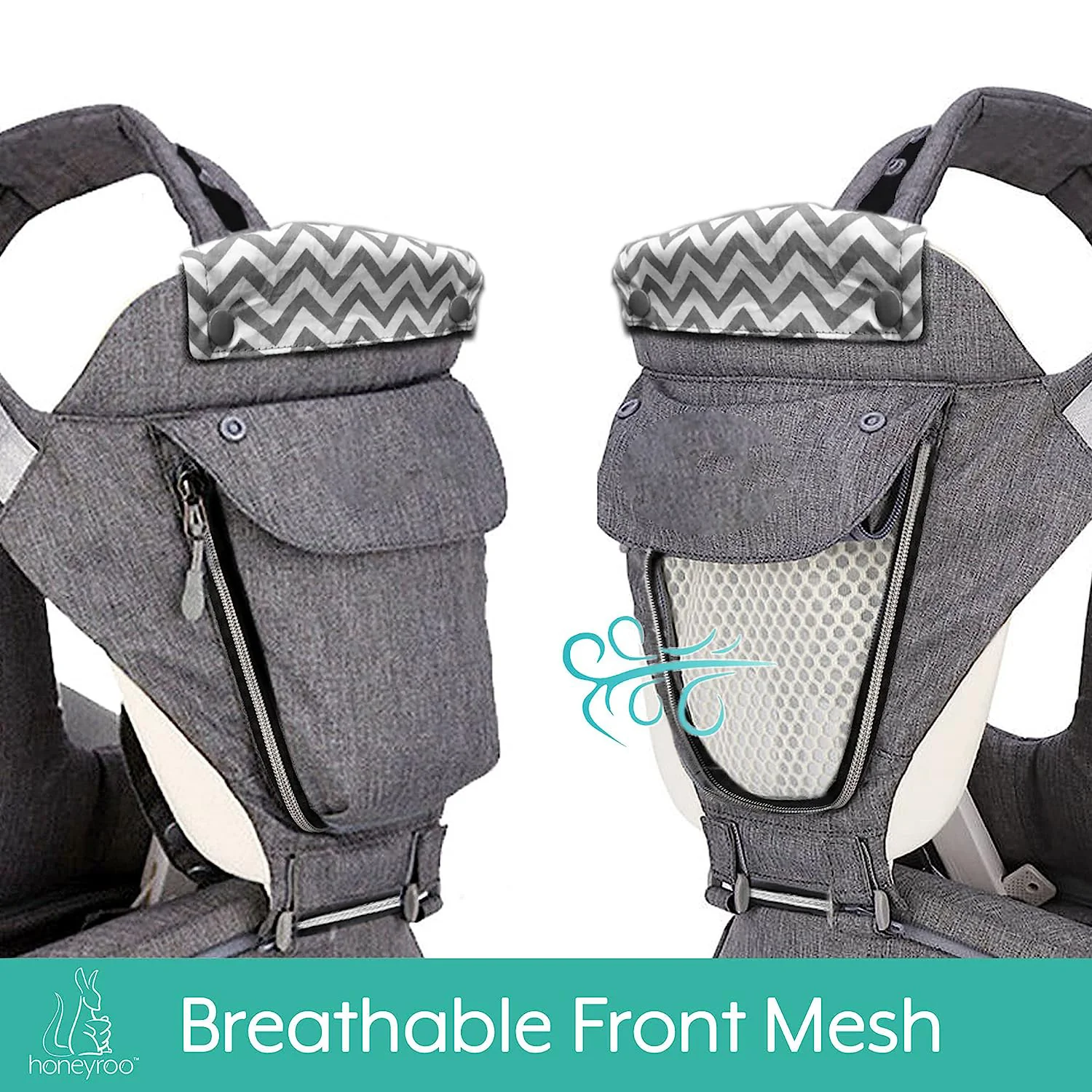 Baby Carrier, Joey Classic, Ergonomic 3D Hip Seat, New Magnetic Self-Buckle Clips, Lightweight and Breathable - 6 in 1 Position Design, 3-36 Months, Front and Back Carrier, Platinum Gray