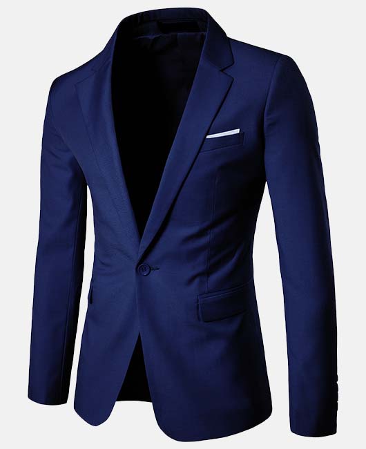 Business Solid Pocket Notch Lapel Single Breasted Blazer