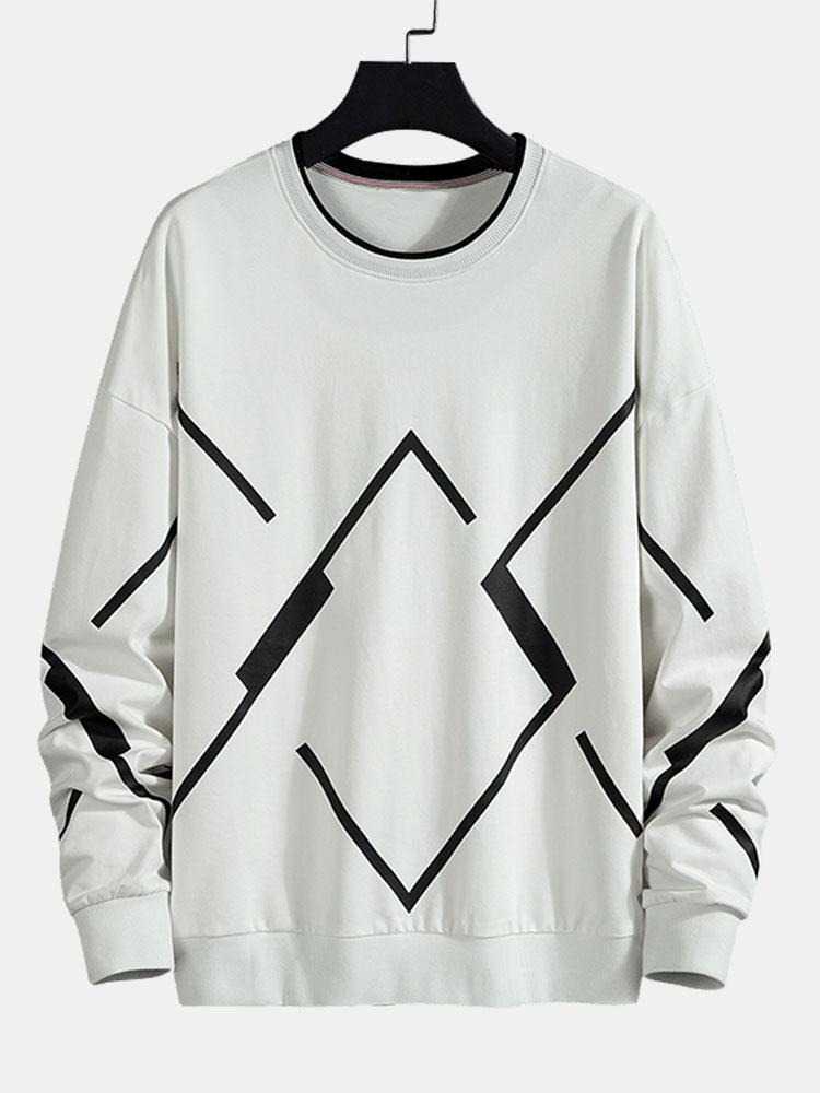 Geometric Print Crew Neck Sweatshirt