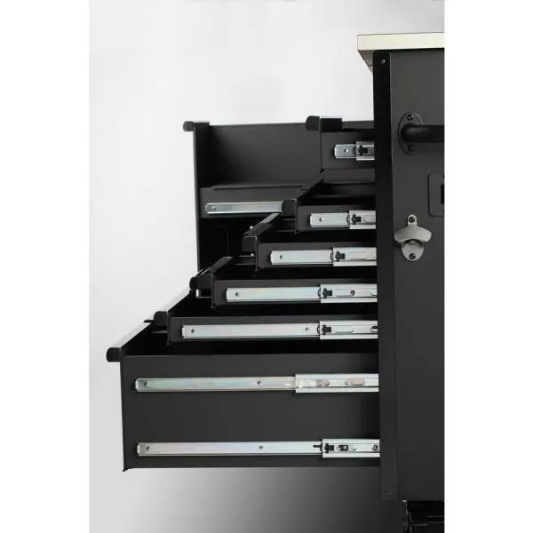 HEAVY-DUTY 63 IN. W 11-DRAWER, DEEP TOOL CHEST MOBILE WORKBENCH IN MATTE BLACK WITH FLIP-TOP STAINLESS STEEL TOP