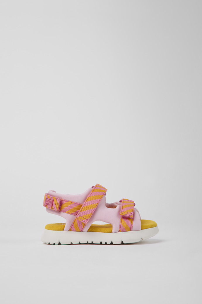 Caterpillar pink and orange fabric sandals for boys