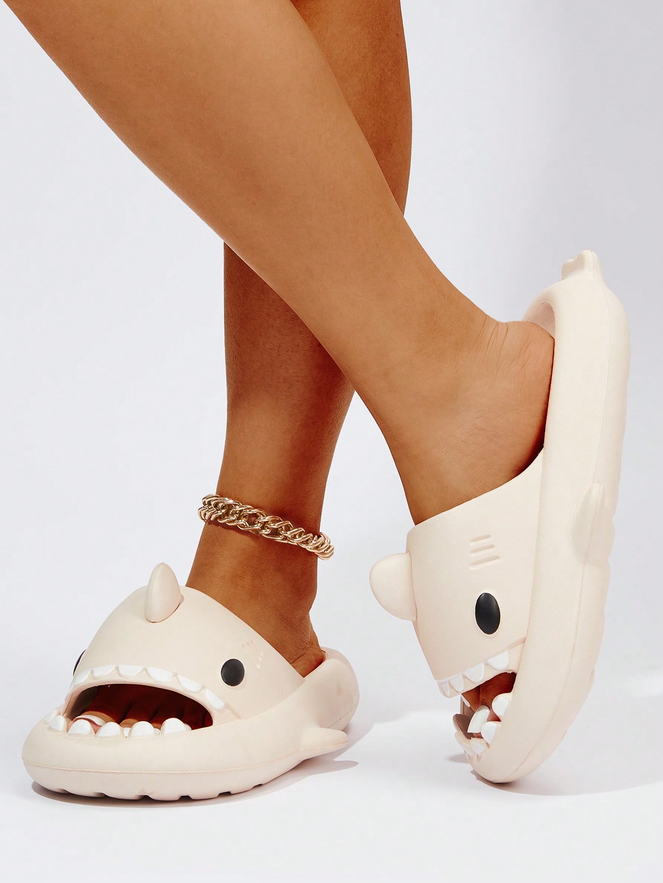 Women Shark Design Slides, Cute Summer EVA Single Band Slides